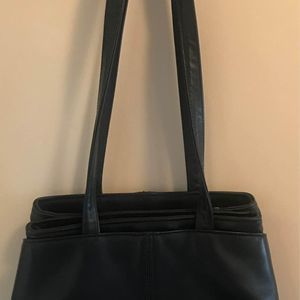 Stone Mountain Navy Blue Faux Leather Purse 12x9 Inches